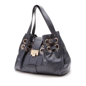 Jimmy Choo Ramona Navy Blue Leather Hobo Bag